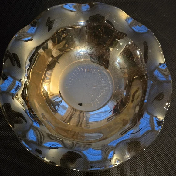 Vintage Depression Glass Jeannette Iris Herringbone Iridescent 12 Serving Bowl - Picture 3 of 9